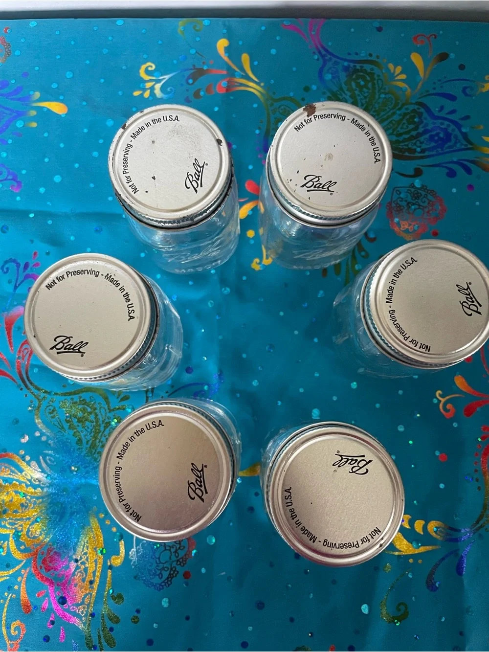 Ball Mason Glass Jars with Silver Lids - Set of 6